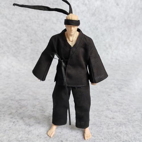 Kimono samouraï 1/12 articulé vêtement en tissu noir pour figurine d'action 1:12