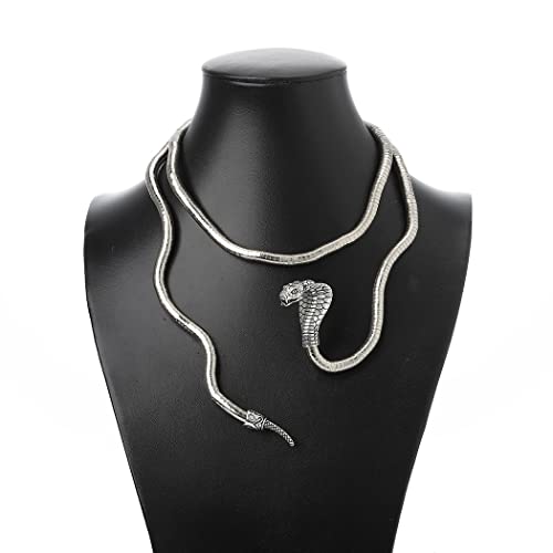 Blindery Punk Snake Necklace Multi-Purpose Choker  Adjustable Snake Bracelet For Halloween Party (Silver -2) #TOP6