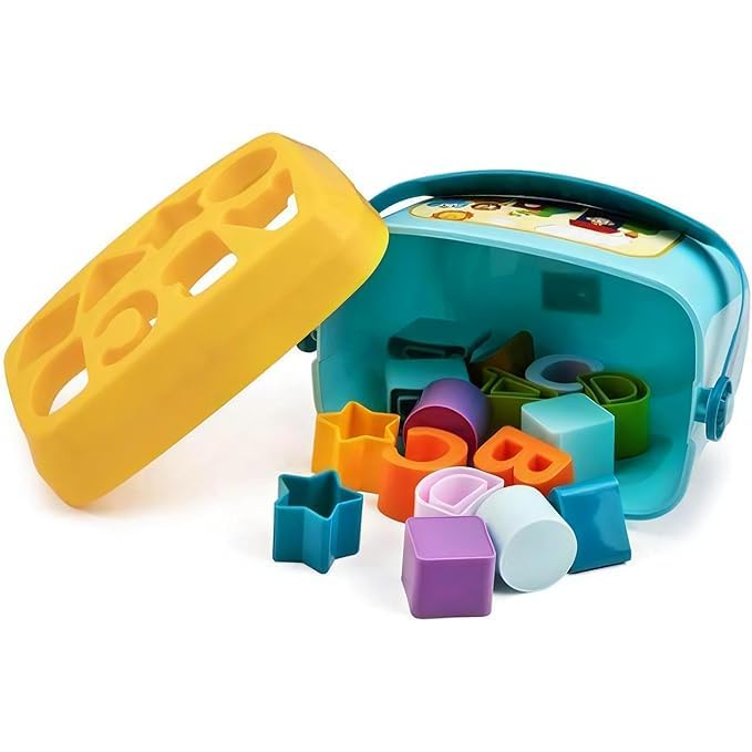 Image of Educational Activity Shape Sorter Baby and Toddler Toy, ABC and Shape Pieces,Colors Sorting Shape Game, Bucket Block Toys for 6 Months to 2 Years Old for Boys and Girls (Multicolor)
