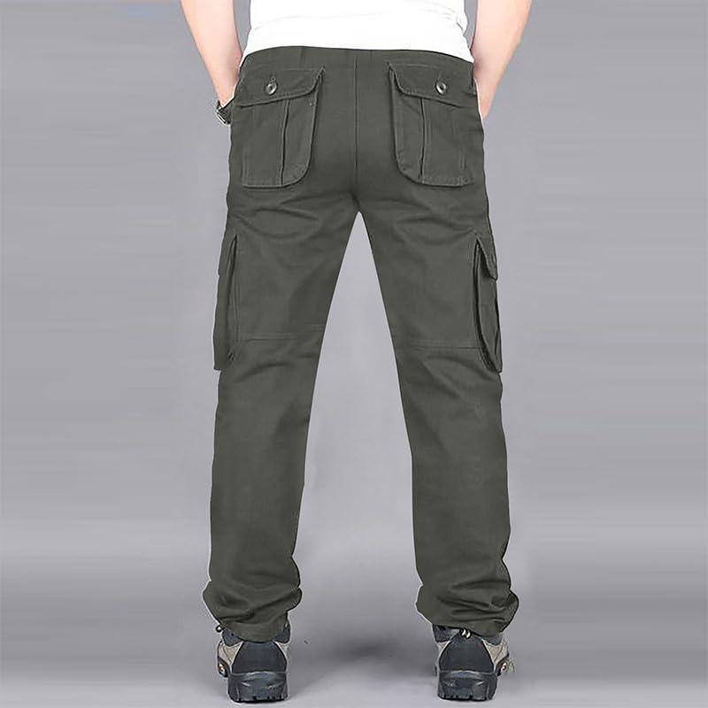Cargo Work Pants for Men with Pockets Work Lightweight Stretch Waist Hiking Stretch Elastic Casual Trousers3