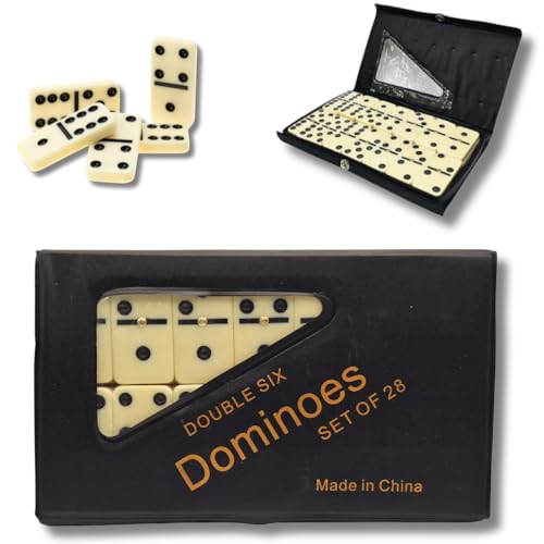 Kit 2 Jogos Dominó Tipo Osso 28 Peças 9 MM de Espessura Estojo em Plástico e Jogo de Baralho 108 Car