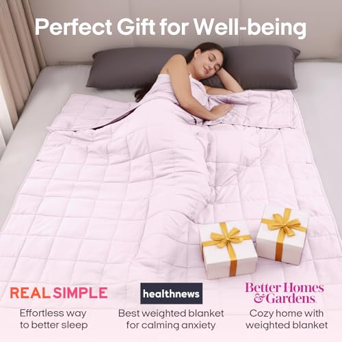 Image of ZonLi Weighted Blanket for Adults (60 inchx80 inch, 15lbs, Pink) Queen Size High Breathability Cooling Heavy Blanket, Soft Material with Premium Glass Beads, All-Season, Easy Care