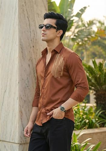 Image of IndoPrimo Men's Stylish Satin Shirt for Party and Casual Wear - Exclusive Designer Full Sleeve Shirt for Men - Pilar