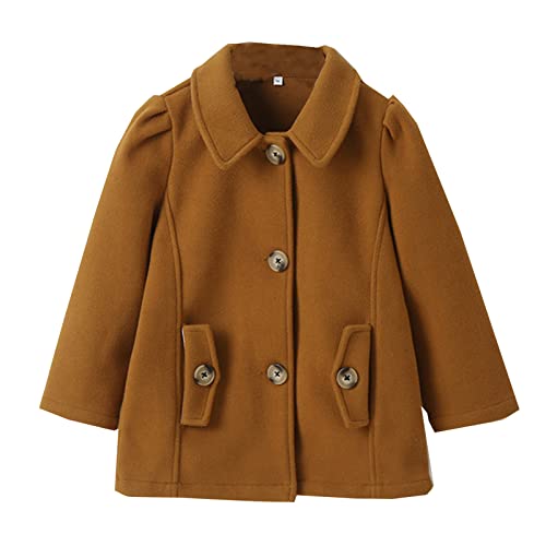 Toddler Baby Girls Trench Coat Lapel Collar Long Sleeve Button Down Jacket Winter Windproof Solid Outwear