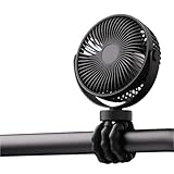 Homefy Portable Baby Stroller Mini Fan with Flexible Tripod, Rechargeable 360° Rotating Fan for Car Seat, Crib, Bike, Travel & Outdoor Use, Safe for Babies (Black)
