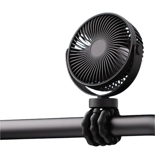 Homefy Portable Baby Stroller Mini Fan with Flexible Tripod, Rechargeable 360° Rotating Fan for Car Seat, Crib, Bike, Travel & Outdoor Use, Safe for Babies (Black)