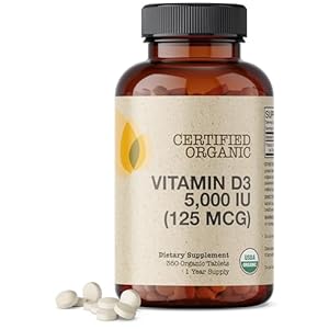 Futurebiotics Vitamin D3 5,000 IU (125 MCG), USDA Certified Organic Vitamin D Supplement, 360 Tablets