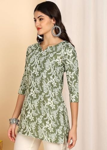 Image of Women's Short Kurti in TopsTunic Rayon Cotton Blend | Ladies Ethnic Tunic