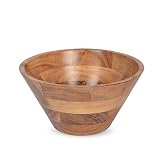 EDHAS Acacia Wood Modern Salad Bowl for Fruits or Salads Wood Serving Bowl & Decorative Centerpiece