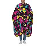 Retro 80s Geometric Professional Hair Cutting Cape With Adjustable Snap Closure Salon Barber Cape