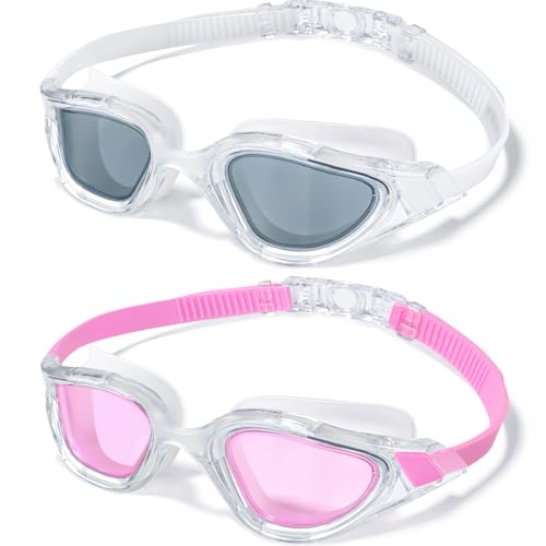 Swim Goggles Adult Youth Anti-Fog & UV Soft Silicone Large Eye Cup Women