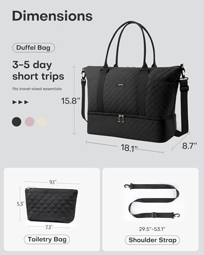Image of HOTOR Travel Duffel Bag - Weekender Bags for Women, Carry On Gym Tote Bags