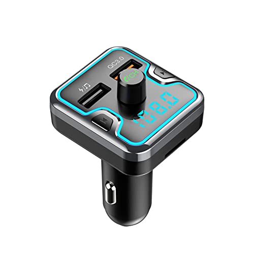 Bluetooth Car Adapter, Blutu Para Carros, Blooth Tooth Fm Transmitter for Car Support QC3.0 USB Car Charger Siri Google Assitant, U Disk, SD Card Hi-Fi Music
