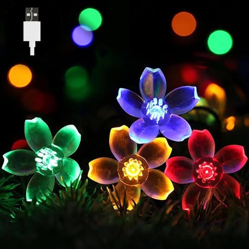 Mixtooltoys Flower String Lights USB Plug, Fairy Lights 80 Flower