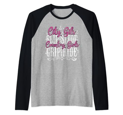 Country Girls Grip and Ride Cowgirl Western - Camiseta Camiseta Manga Raglan