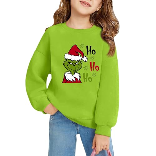EOPUING Ugly Christmas Sweater Kids Holiday Girl Cute Funny Cartoon Graphic Printed Sweatshirts Xmas Long Sleeve Clothes Shirts(Green,140)