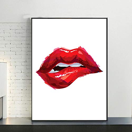 Affiche lèvres rouges pour salon moderne sans cadre 50x70cm
