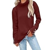 callmo Strickpullover Damen Lang Damen Oversize Strickpullover Mode Langarm Strick Damen Pullover Rollkragen Fledermausärmel Lose übergroße Pullover Grob gestrickte Pullover Pullover für Norweger