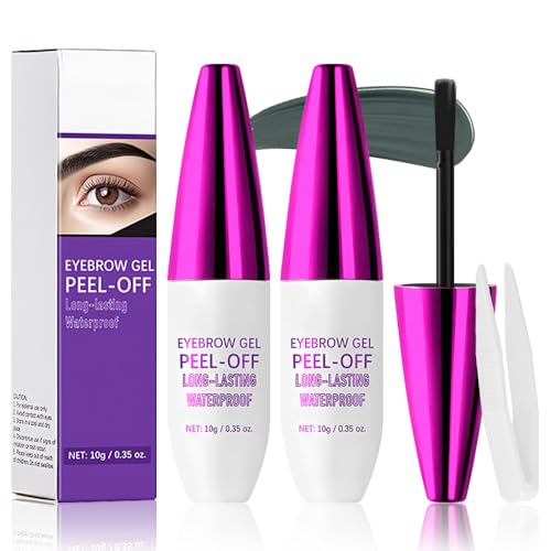 FeiCuiYun Eyebrow Tattoo Peel Off Tint Gel for Women, Dark Brown Peel Off Eyebrow Tint with 150°Small Curved Tray, Last Up to 5 Days, Waterproof, Fuller & Defined Looking Brows (04#Chocolate)