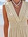 CUPSHE Women's Maxi Dresses V Neck Sleeveless Lace Tassel Smocked Waist Formal Long Dress Beige, M