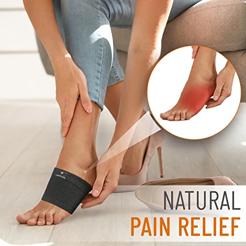 Copper Edge Copper Arch Support for Plantar Fasciitis. 2 Half Socks/Sleeve Compression Brace for Women and Men. Orthotics Feet Pain Aid Fit for Flat/High/Fallen Arches (Copper Arch Black)