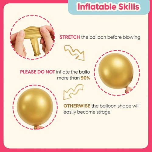 147 Pcs Gold Balloons Arch Kit Metallic Gold Balloon Different Sizes for Birthday Decorations Durable Thick Baby shower Party Bridal Party Decorations Christmas Anniversary New Year - Image 5