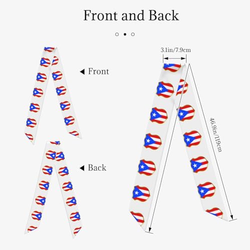 Flag of Puerto Rico Badge Women'S Luxury Satin Silk Scarf for Hair Neck Purse - Soft Lightweight Sun Protection Bandana Accessory with Glossy Finish for Summer Handbag Decoration4