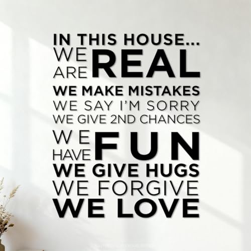 Stickers muraux Règles de la maison Citation Règles Mot 34x42.4cm Peinture murale artistique Noir