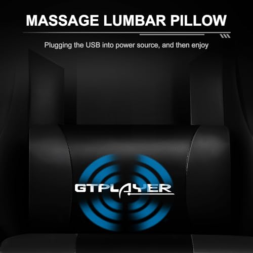 Sedia da Gaming, Ergonomico Sedia da Ufficio, con Massaggiante poggiapiedi e supporto lombare, Schienale Regolabile 90-135°, Portata 150 kg, sedia per computer, Nero - Sedia gaming - Immagine 5