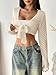 Women's Tie Front Crochet Bolero Shrug Sweater Open Front Long Sleeve Cropped Hollow Out Fashion Cardigans Apricot