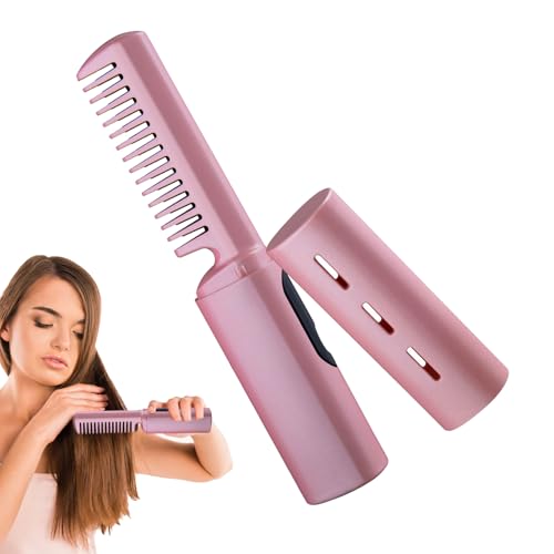 Peine alisador de cabello, herramienta de peinado ligera inalámbrica | Mini alisador iónico de peine caliente – para mujeres, pelucas de mamá, hogar, viajes, interiores y exteriores
