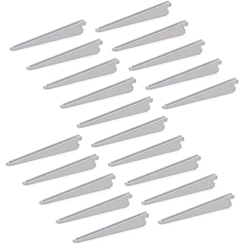 EMUCA - Escuadra de Estante Blanca para Perfil Cremallera perforación Doble 32mm, cartela Doble de Largo 170mm, Pack de 20 Piezas