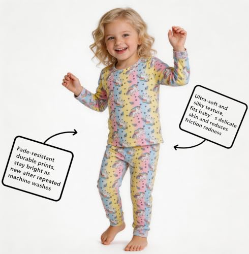 ZEBZOO Viscose From Bamboo Pajamas Baby Girls PJs Toddler Pajama Kids Sleepwear Unicorn Long Sleeve 2-Piece Set 6 Years - image 3