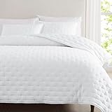 WDCOZY White Cloud Quilt Queen Size Bedding Set with Pillow Sham, Puffy Cozy Lightweight Bedspread Coverlet, Soft Cute Bed Cover for All Season - 3 Pieces, 90x90 inches