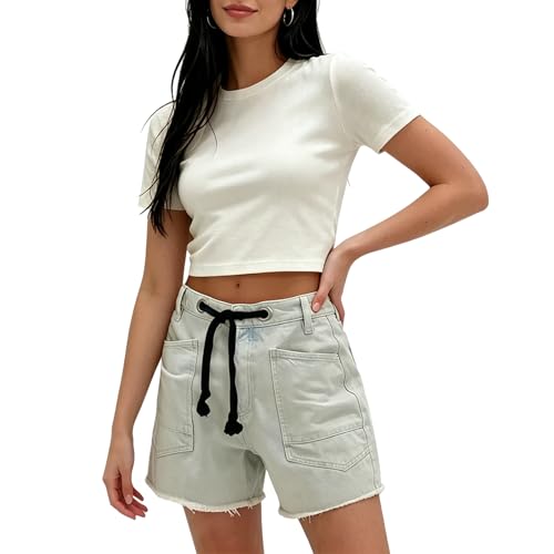 Short cargo en coton bleu respirant doté de multiples poches pratiques