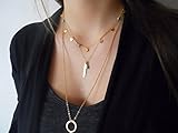  Clavicle Kette Lugs Geschichteten Hammer Ring Lange Halskette Weiblichen Gl?nzend Gl?nzend Halskette Sch?nen Anh?nger,EIN