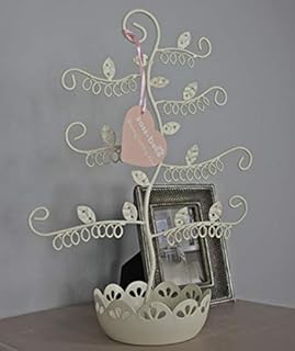 Sass & Belle Jewellery Tree, Jewellery Stand, Jewellery Holder, Metal, White / Cream