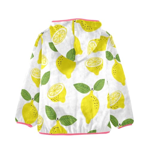 OTVEE Yellow Lemon Fruit and Leaves Kids Hoodie Jacket Fall Spring Full Zip Warm Outwear Coat2