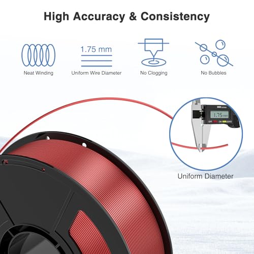 Image of Silk PLA Filament 1.75mm 3D Printer Filament Bundle, Christmas Filament Value Pack 2kg Spool (4.4lbs), Dimensional Accuracy + /- 0.03 mm, Fit Most FDM 3D Printer (Red&Green)