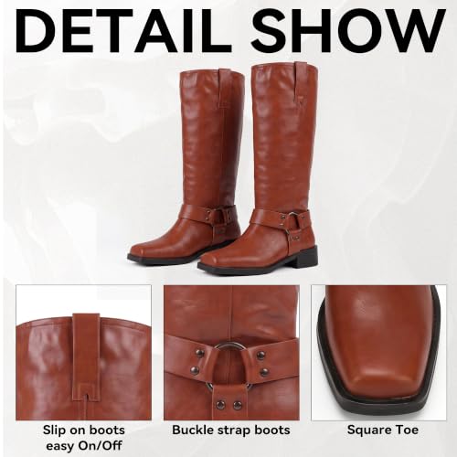 Image of Women's Knee High Moto Biker Buckle Boots