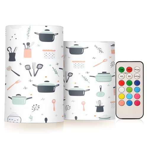 KLUVIO Cooking Tools Flameless Candles with Remote Timer Battery Operated Candles Flickering LED Candles Pillar Candles Set of 2 for Holiday Decor