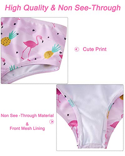 Tuonroad Cute Yellow Pineapple Bathing Suits For Little Girls Funny Flamingo Two Pieces Bikini For Kids 6-7 Yers Light Pink Swimsuit Girls High Waisted Swim Bottoms Summer Beach Swimwear #TOP4