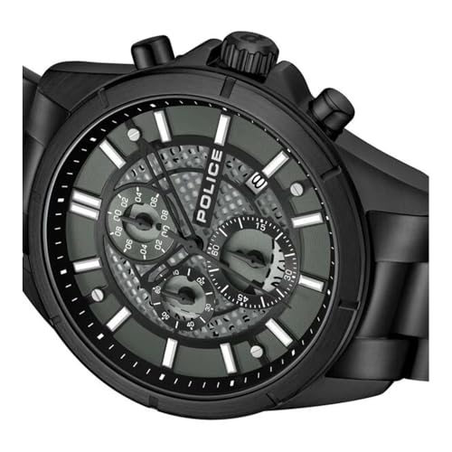 Image of Police Black Dial Chronograph Stainless Steel Strap Watch for Men