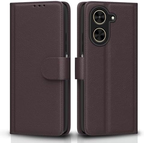 Pikkme Flip Cover for Poco C71 / Redmi A5 Leather Finish | Inside TPU with Card Pockets | Wallet Stand and Shock Proof | Complete Protection Flip Case(Coffee)