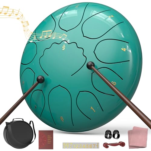 Rain Drum for Outside Garden, 8 Inches 11 Notes Steel Tongue Drum, Waterproof Meditation Rain Chime,...