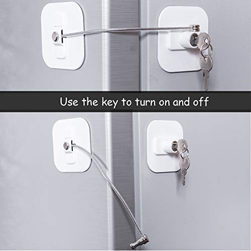 Fridge Lock,Refrigerator Locks,Freezer Lock With Key For Child Safety,Locks To Lock Fridge And Cabinets (White Fridge Lock-1Pack) #TOP1