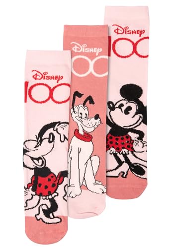 Disney Minnie Mouse Socken für Damen - Sneaker Frauen Strümpfe Rosa (3er Pack) (DE/NL/SE/PL, Numerisch, 35, 38, Regular, Regular, Rosa)