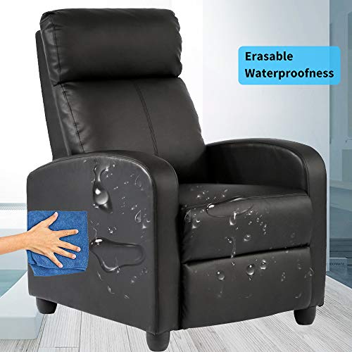 Sillón reclinable moderno cuero PU negro miniatura 5