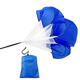 Qtopun 56 Inches Running Speed Training Parachute, Speed Chute Resistance Powerchute Umbrella with Adjustable Strap for Running, Football, Soccer Speed Training (Blue)