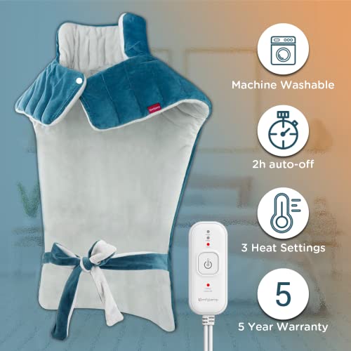 Comfytemp Weighted Heating Pad For Back Pain Relief, 22"X33" Large Electric Heating Pad For Neck And Shoulders With 3 Heat Settings, 2H Auto-Off, Gifts For Women Men Mom Dad - Washable #TOP4